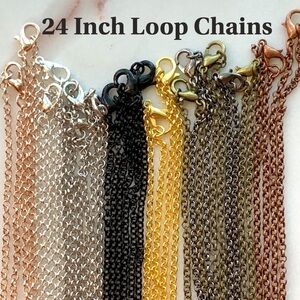 24 Inch Loop Chains For Pendants, 8 Colors